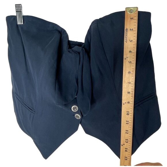NWT Anthropologie XL Maeve Strapless Tube Top Tie Front Cropped Vest Denim Blue - Picture 8 of 10